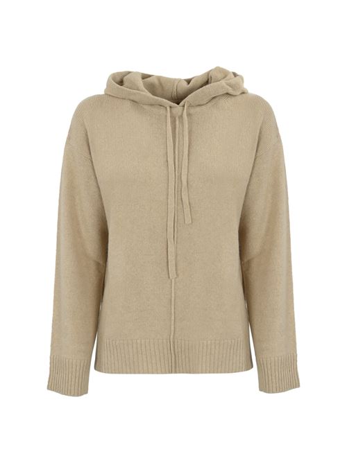 Felpa in maglia cashmere beige con cappuccio WEEKEND MAX MARA | 2425366142600003